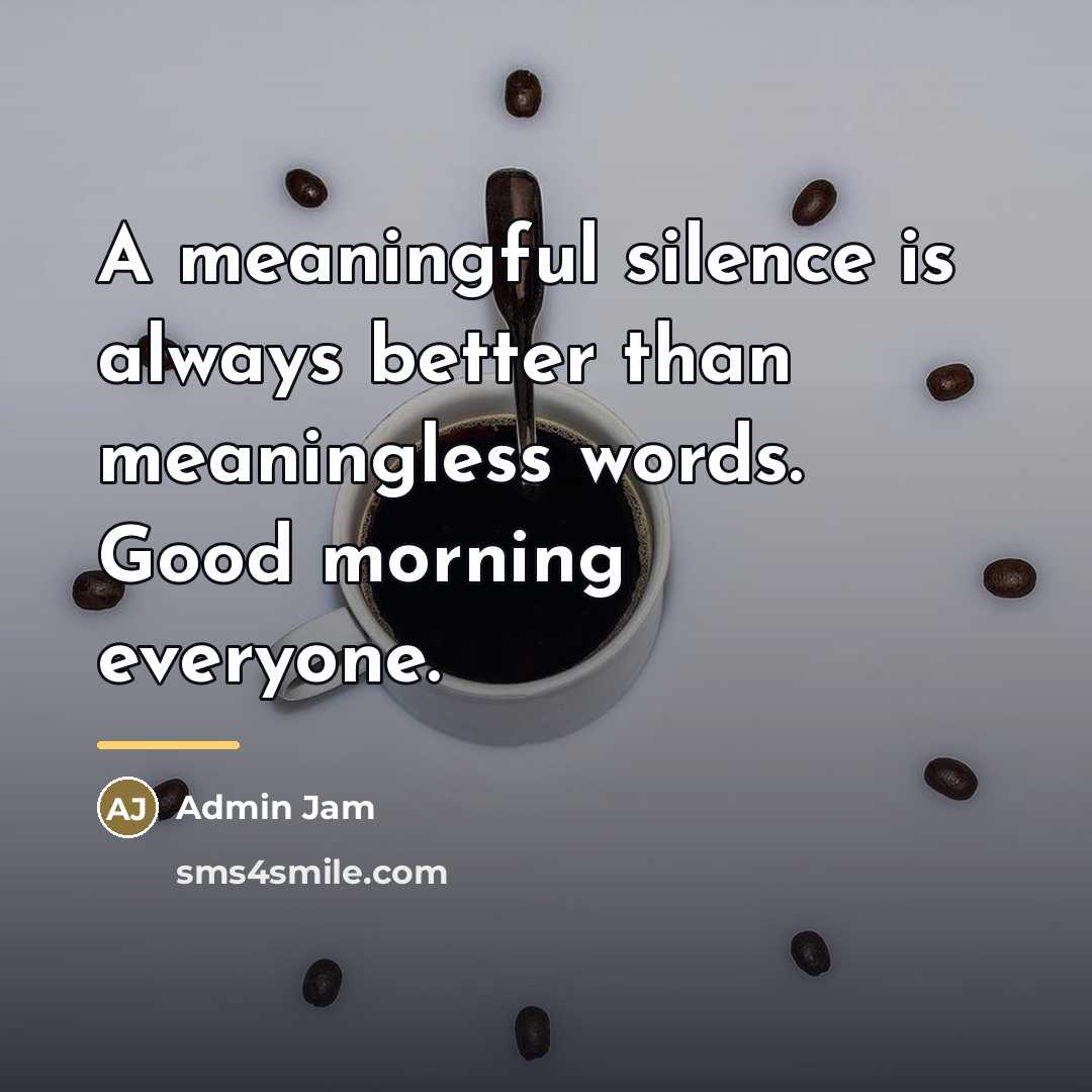 “A meaningful silence is always better than meaningless words. Good…” quote by Admin Jam