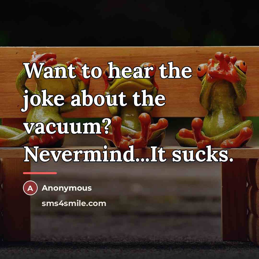 “Want to hear the joke about the vacuum? Nevermind...It sucks.…” quote by Anonymous