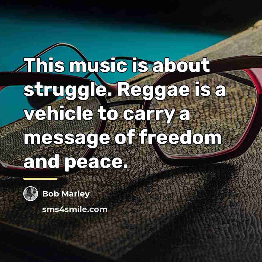 “This music is about struggle. Reggae is a vehicle to…” quote by Bob Marley