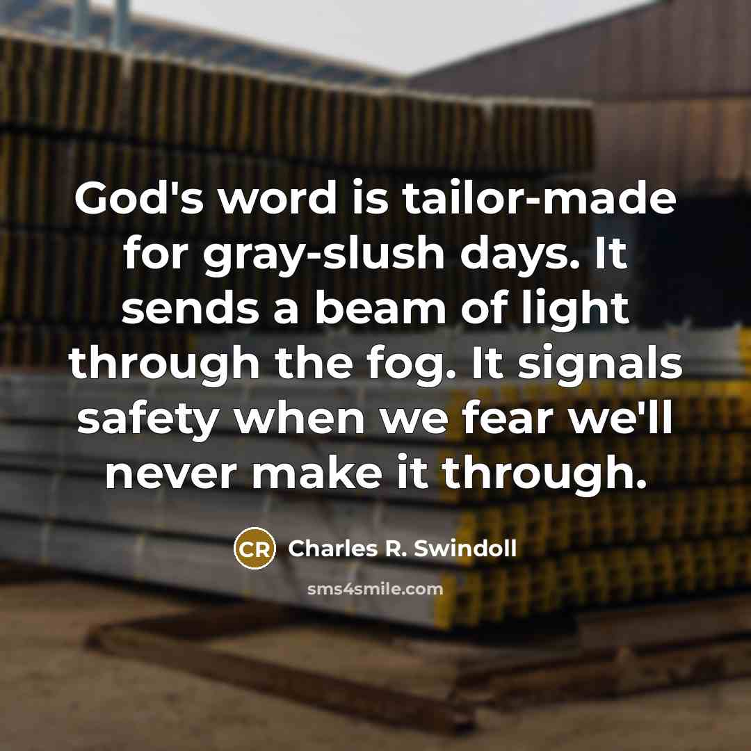 “God's word is tailor-made for gray-slush days. It sends a…” quote by Charles R. Swindoll