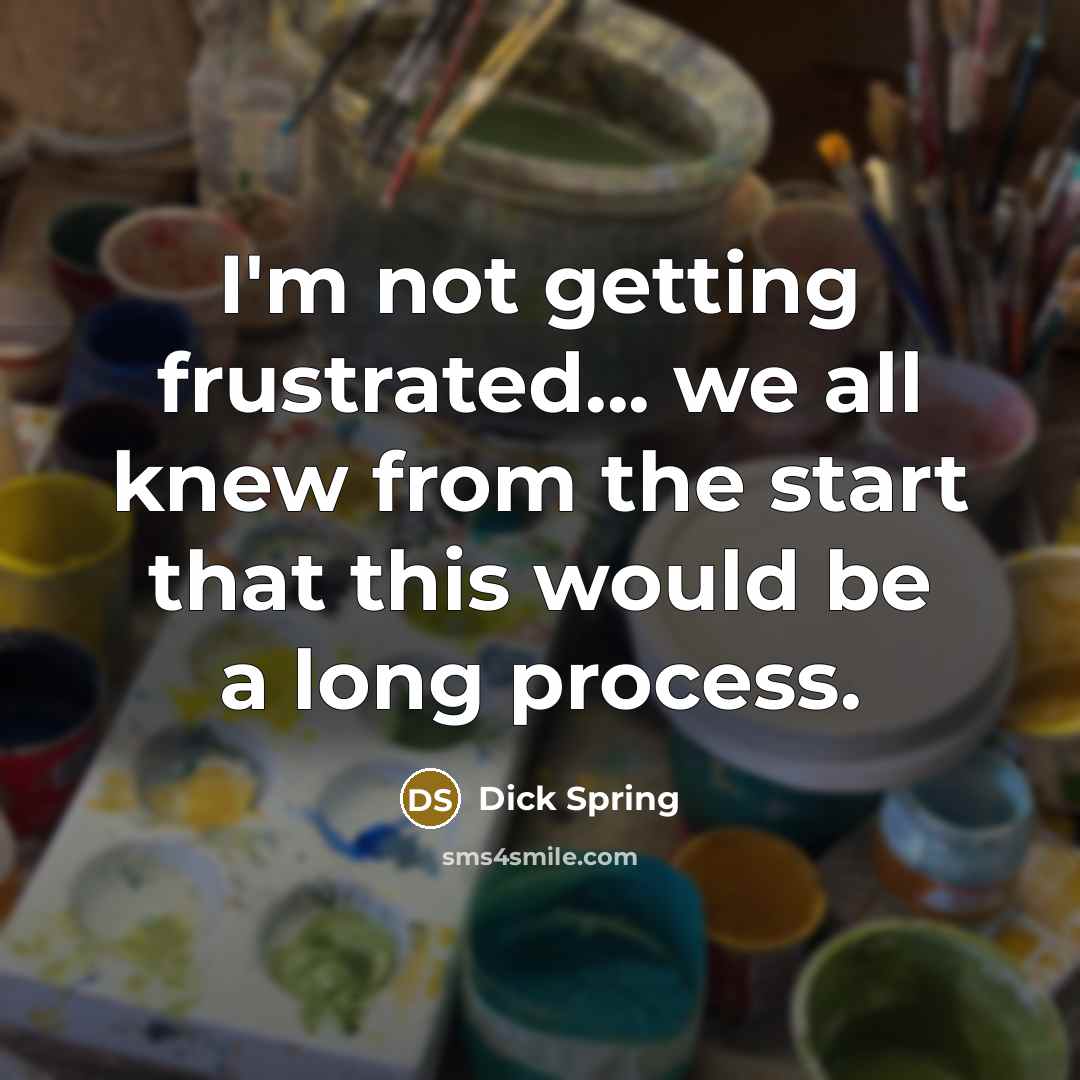 “I'm not getting frustrated... we all knew from the start…” quote by Dick Spring