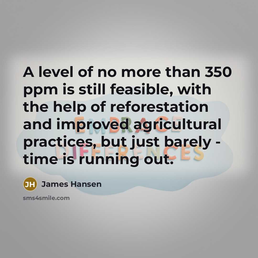 “A level of no more than 350 ppm is still…” quote by James Hansen