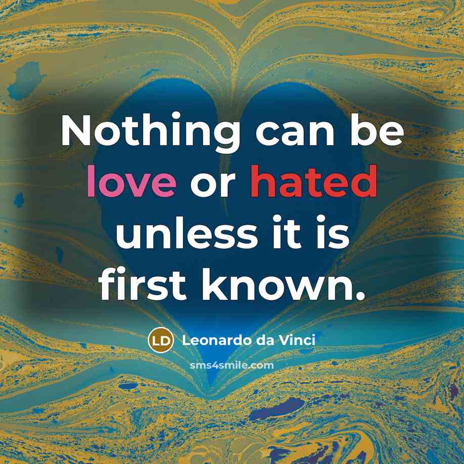 “Nothing can be love or hated unless it is first known.” quote by Leonardo Da Vinci