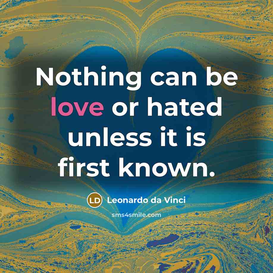 “Nothing can be love or hated unless it is first…” quote by Leonardo Da Vinci