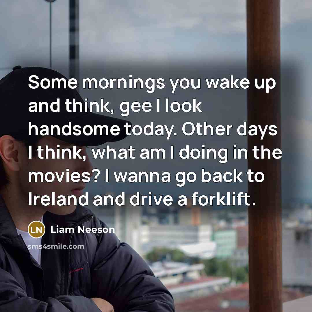 “Some mornings you wake up and think, gee I look…” quote by Liam Neeson