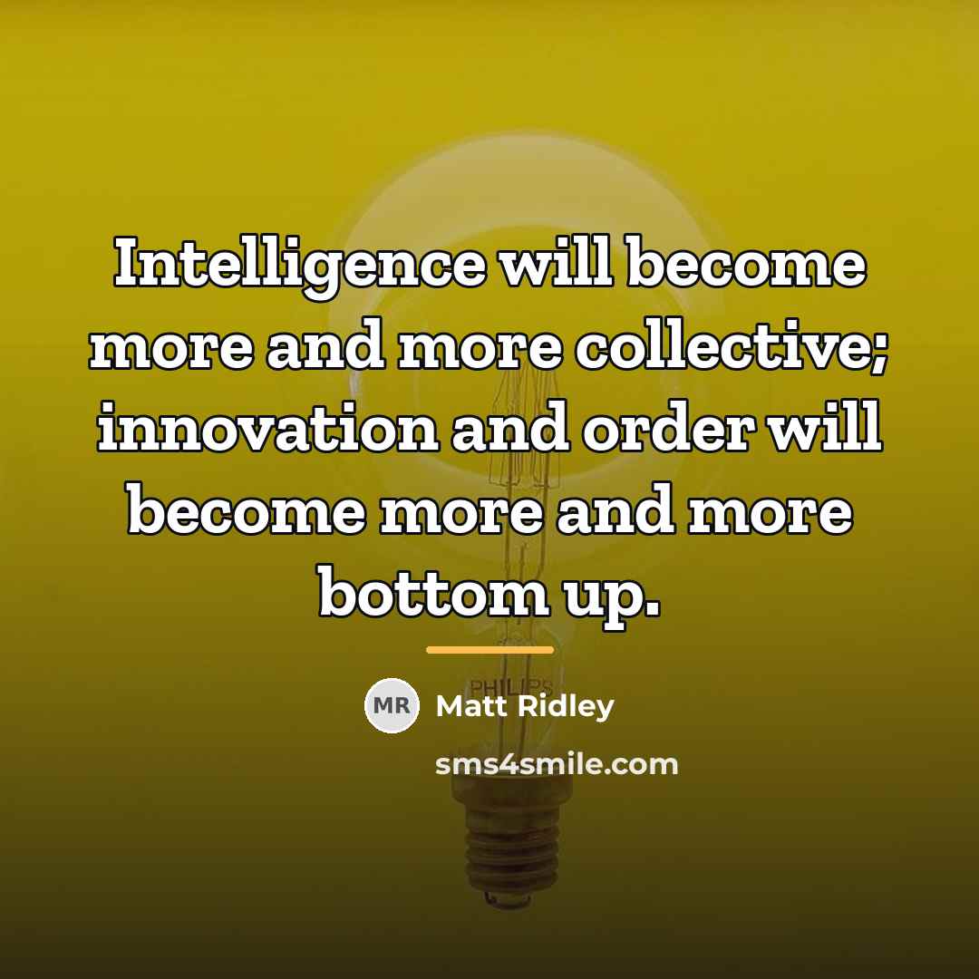 “Intelligence will become more and more collective; innovation and order…” quote by Matt Ridley