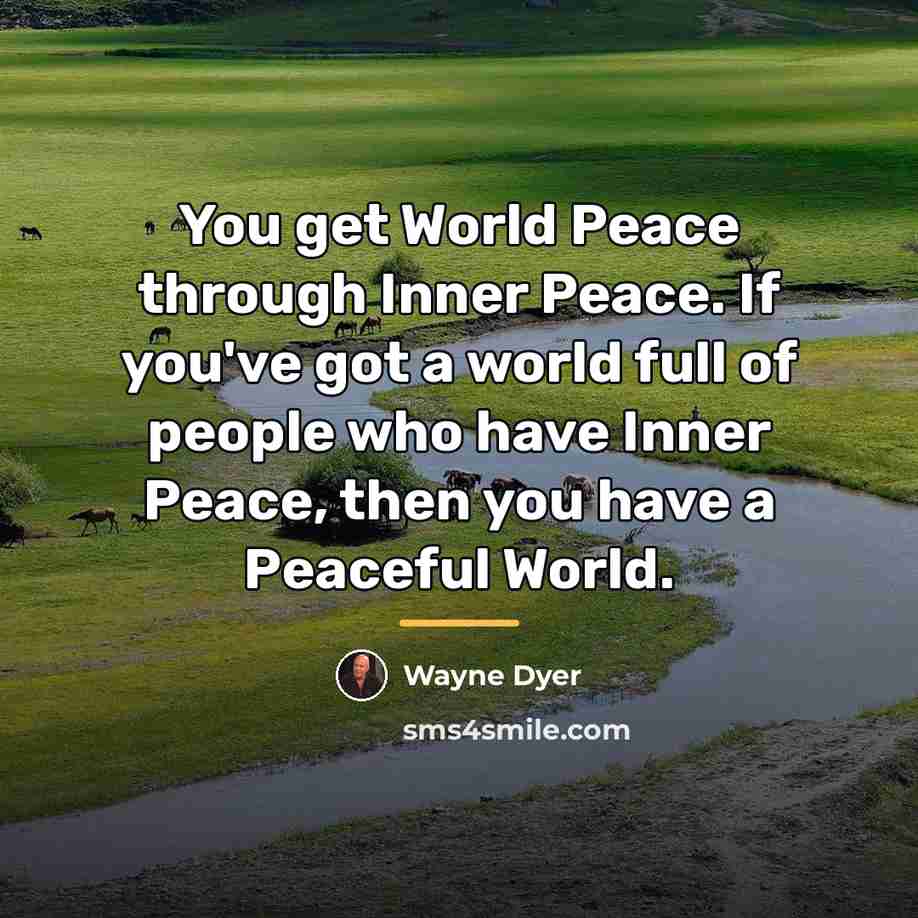 “You get World Peace through Inner Peace. If you've got…” quote by Wayne Dyer