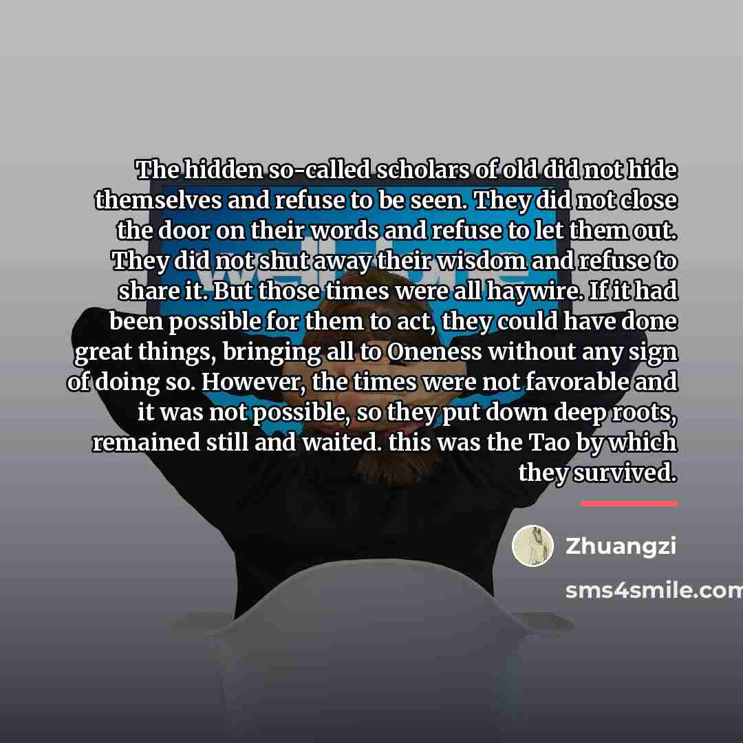 “The hidden so-called scholars of old did not hide themselves…” quote by Zhuangzi