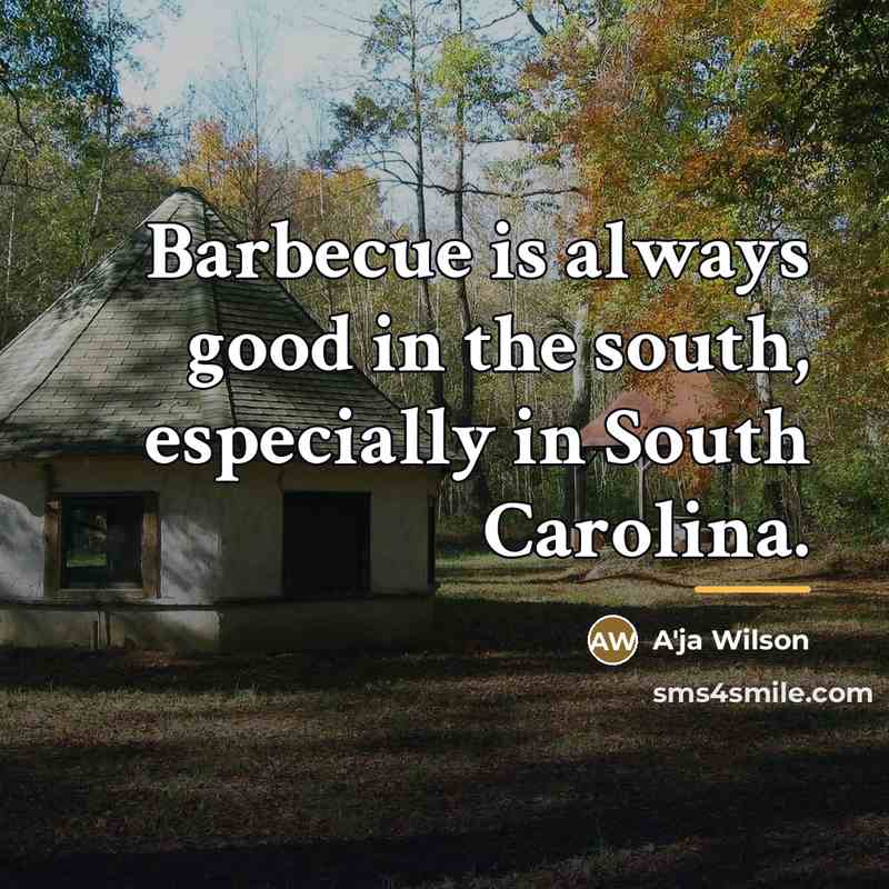 “Barbecue is always good in the south, especially in South…” quote by A'ja Wilson