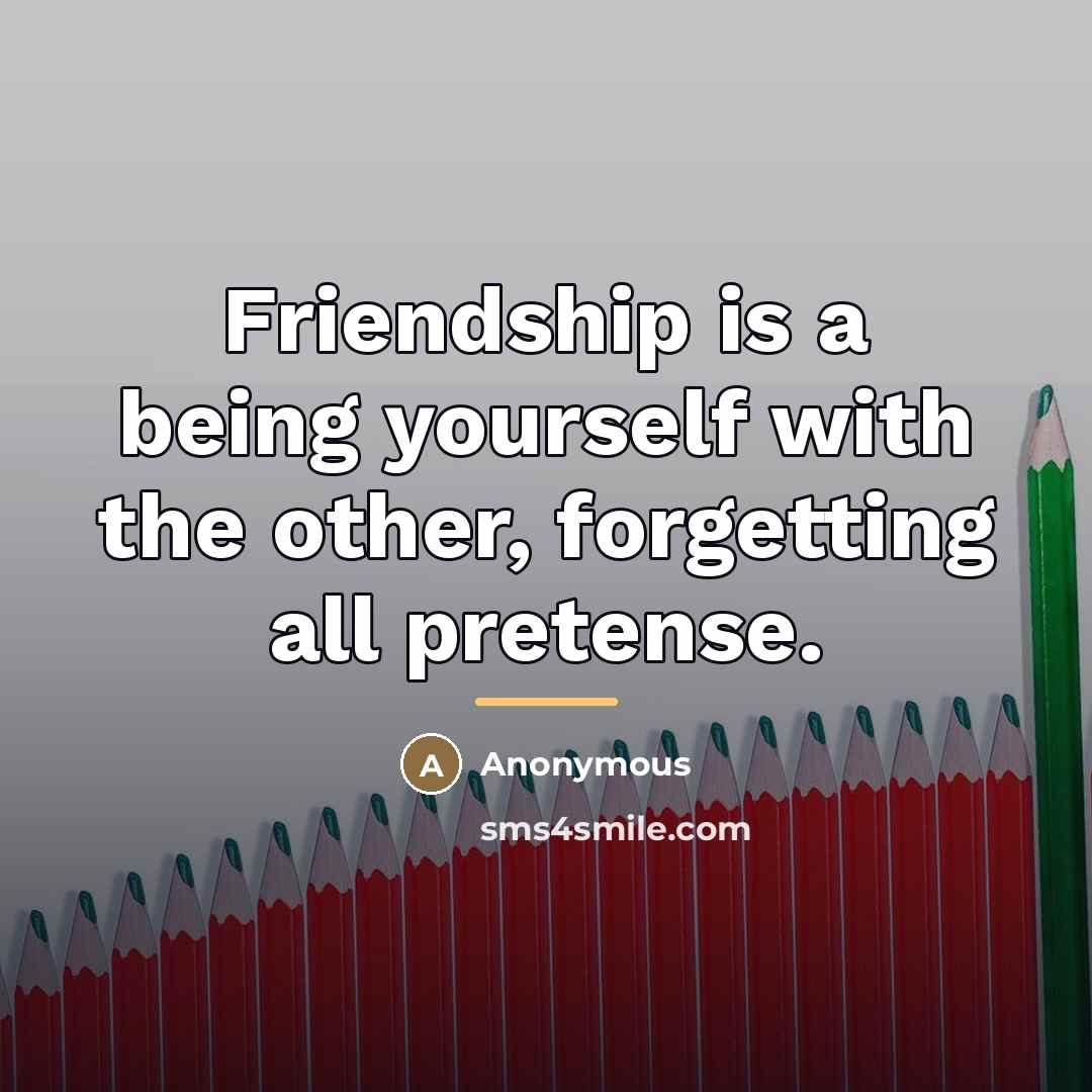 “Friendship is a being yourself with the other, forgetting all…” quote by Anonymous