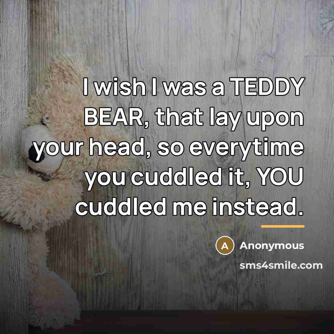 “I wish I was a TEDDY BEAR, that lay upon…” quote by Anonymous