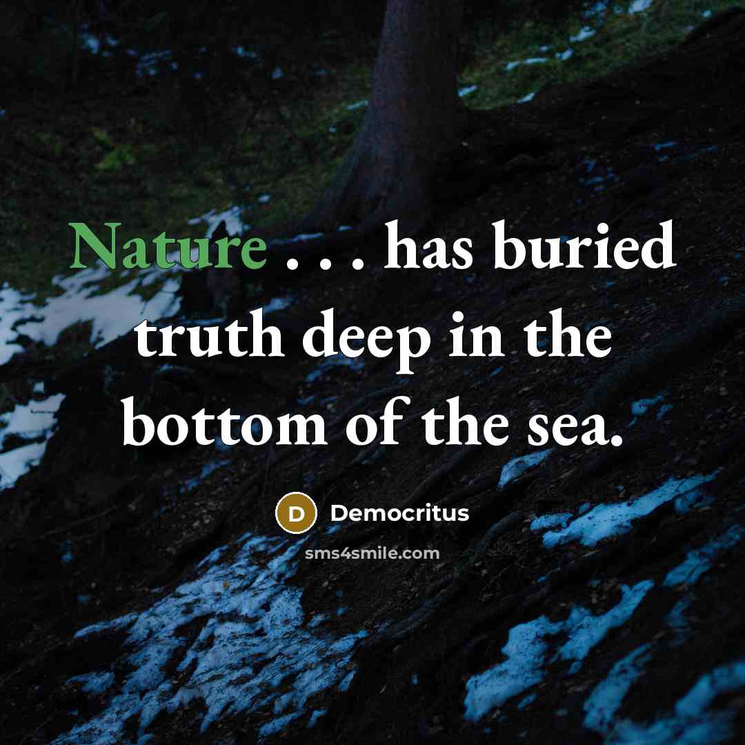 “Nature . . . has buried truth deep in the…” quote by Democritus