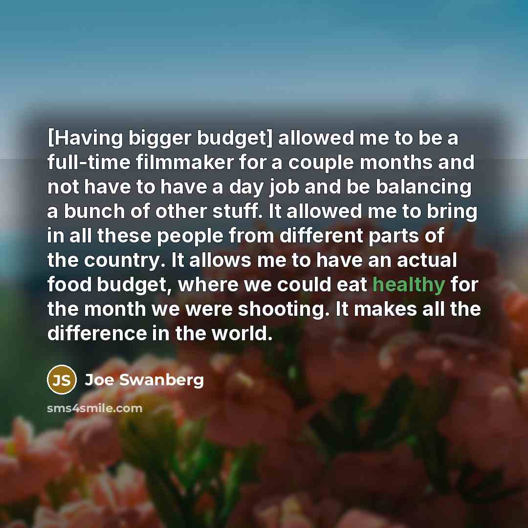 “[Having bigger budget] allowed me to be a full-time filmmaker…” quote by Joe Swanberg