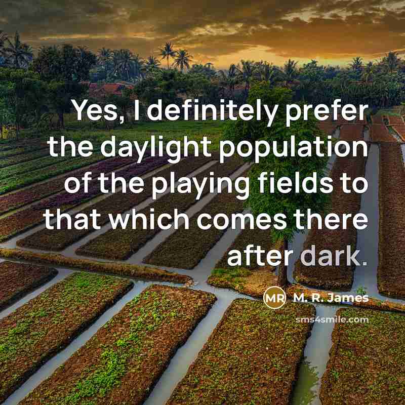“Yes, I definitely prefer the daylight population of the playing…” quote by M. R. James