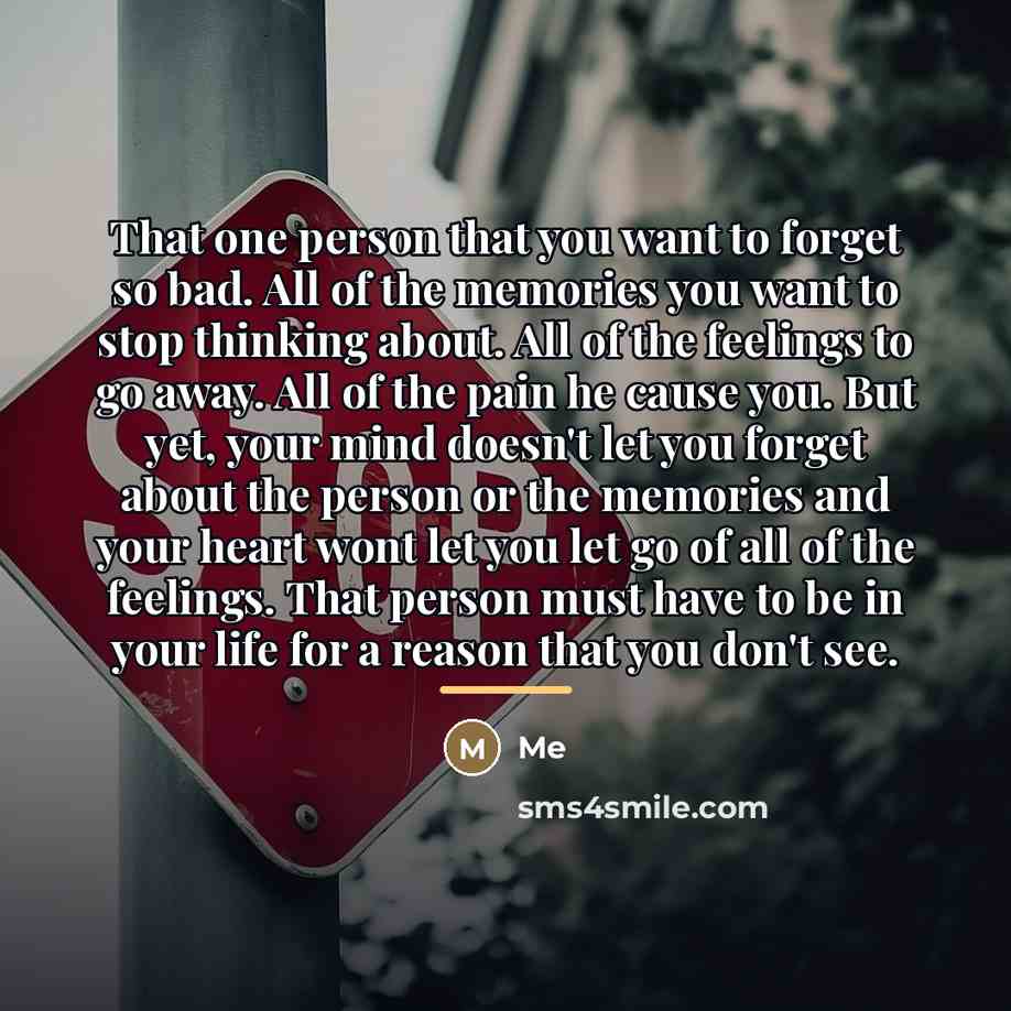 “That one person that you want to forget so bad.…” quote by Me