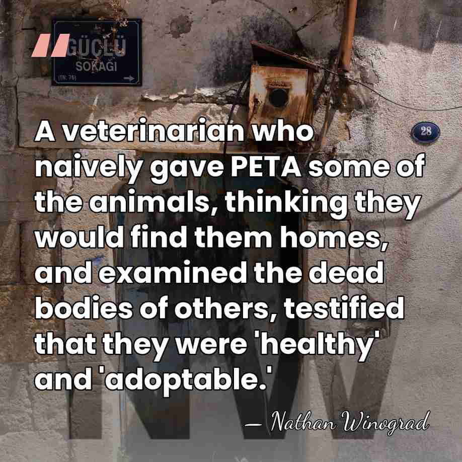 A veterinarian who naively gave PETA some of the animals, thinking they&hellip; - Nathan Winograd