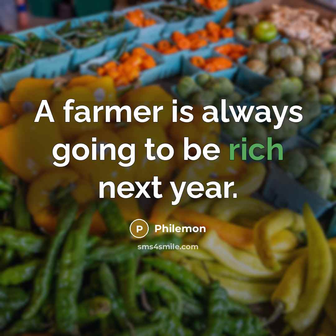 “A farmer is always going to be rich next year.” quote by Philemon