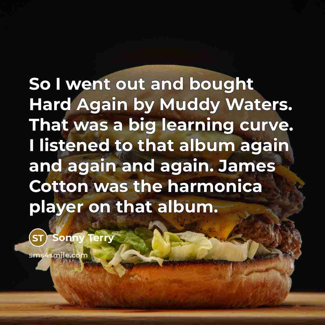 “So I went out and bought Hard Again by Muddy…” quote by Sonny Terry