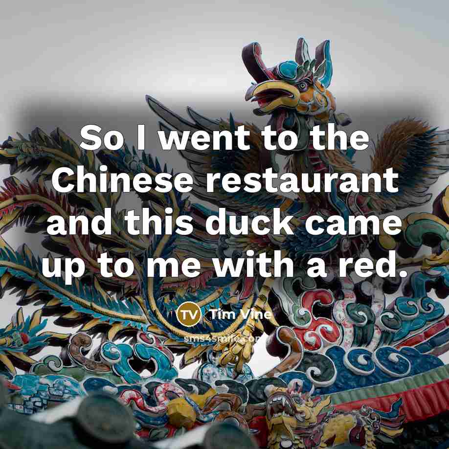 “So I went to the Chinese restaurant and this duck…” quote by Tim Vine