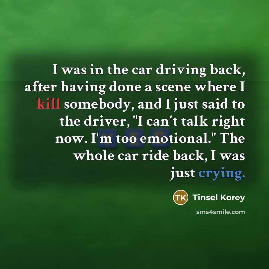 “I was in the car driving back, after having done…” quote by Tinsel Korey