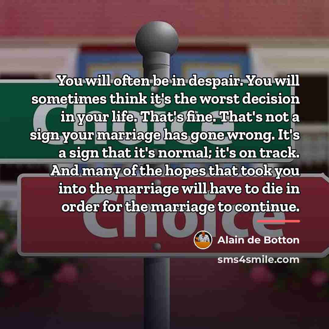 “You will often be in despair. You will sometimes think…” quote by Alain de Botton