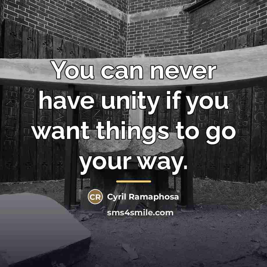 “You can never have unity if you want things to…” quote by Cyril Ramaphosa