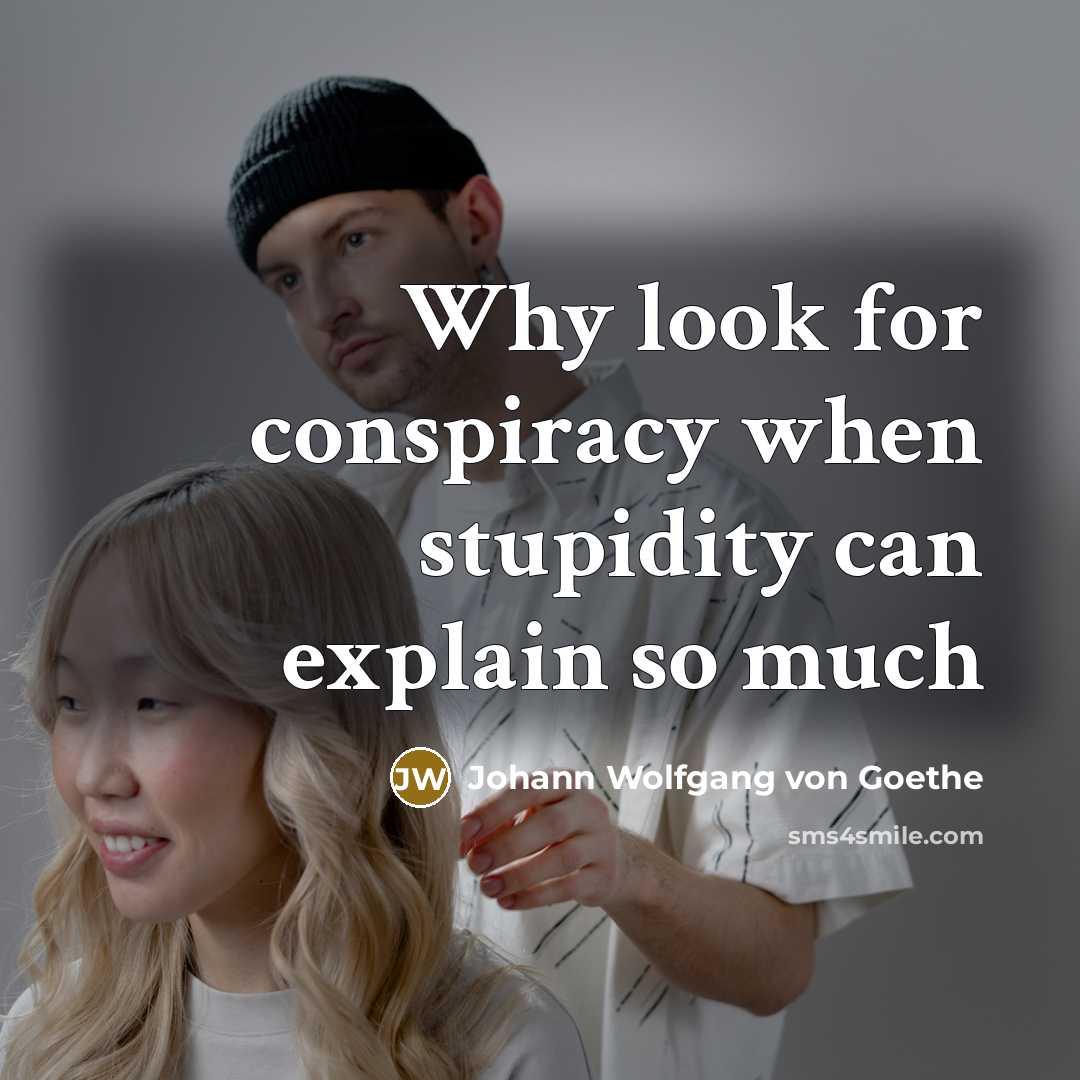 “Why look for conspiracy when stupidity can explain so much…” quote by Johann Wolfgang von Goethe