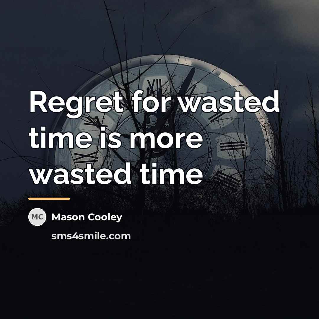 “Regret for wasted time is more wasted time…” quote by Mason Cooley
