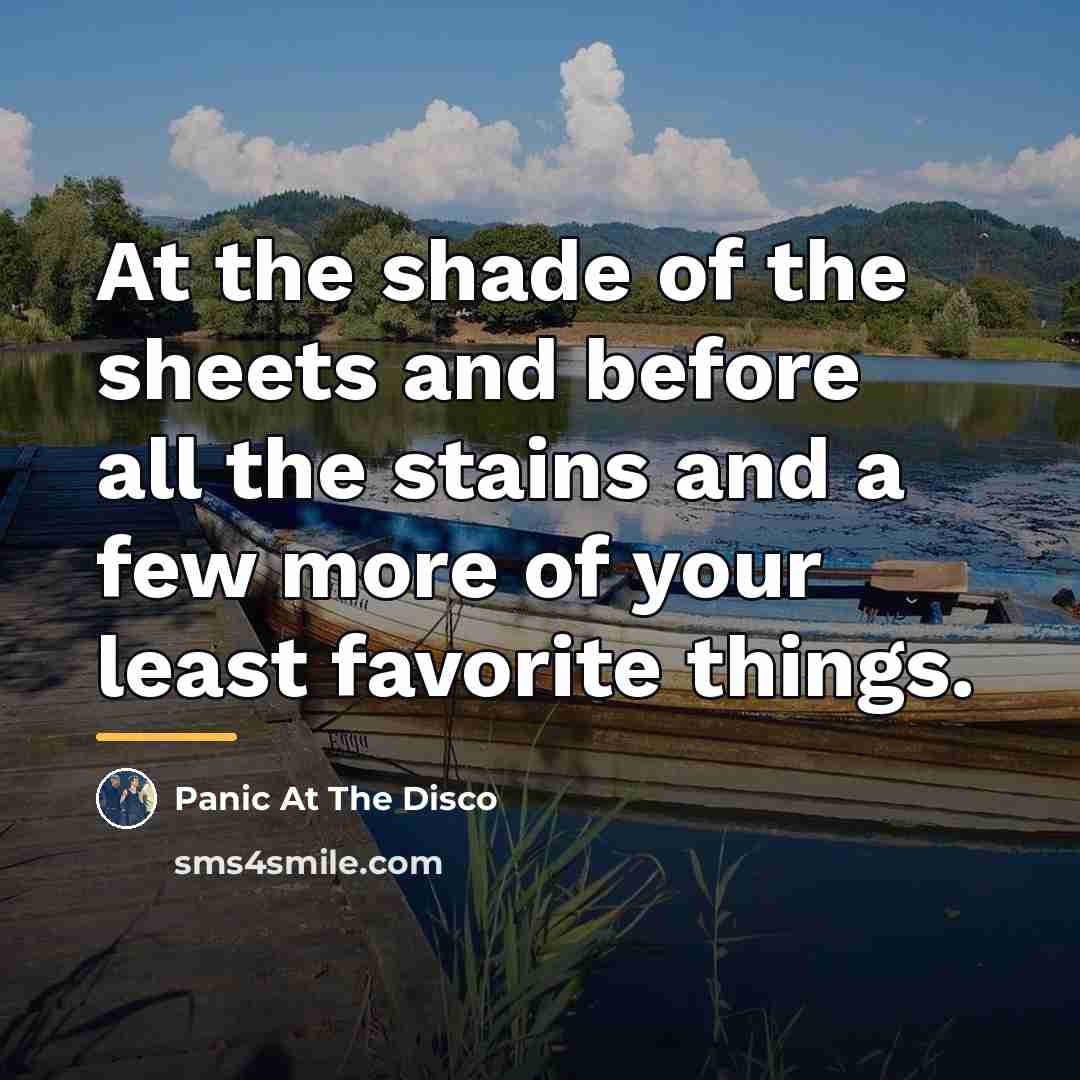 “At the shade of the sheets and before all the…” quote by Panic At The Disco