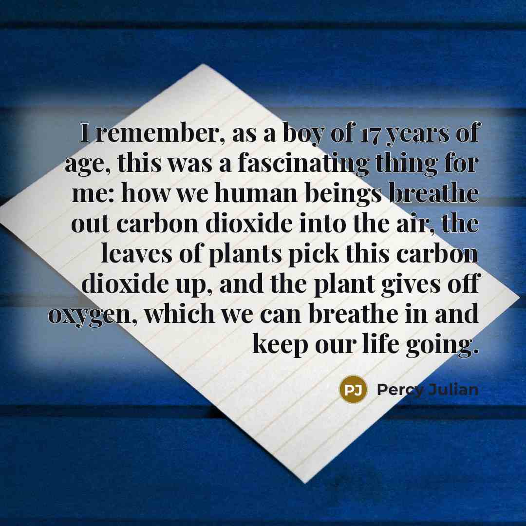 “I remember, as a boy of 17 years of age,…” quote by Percy Julian