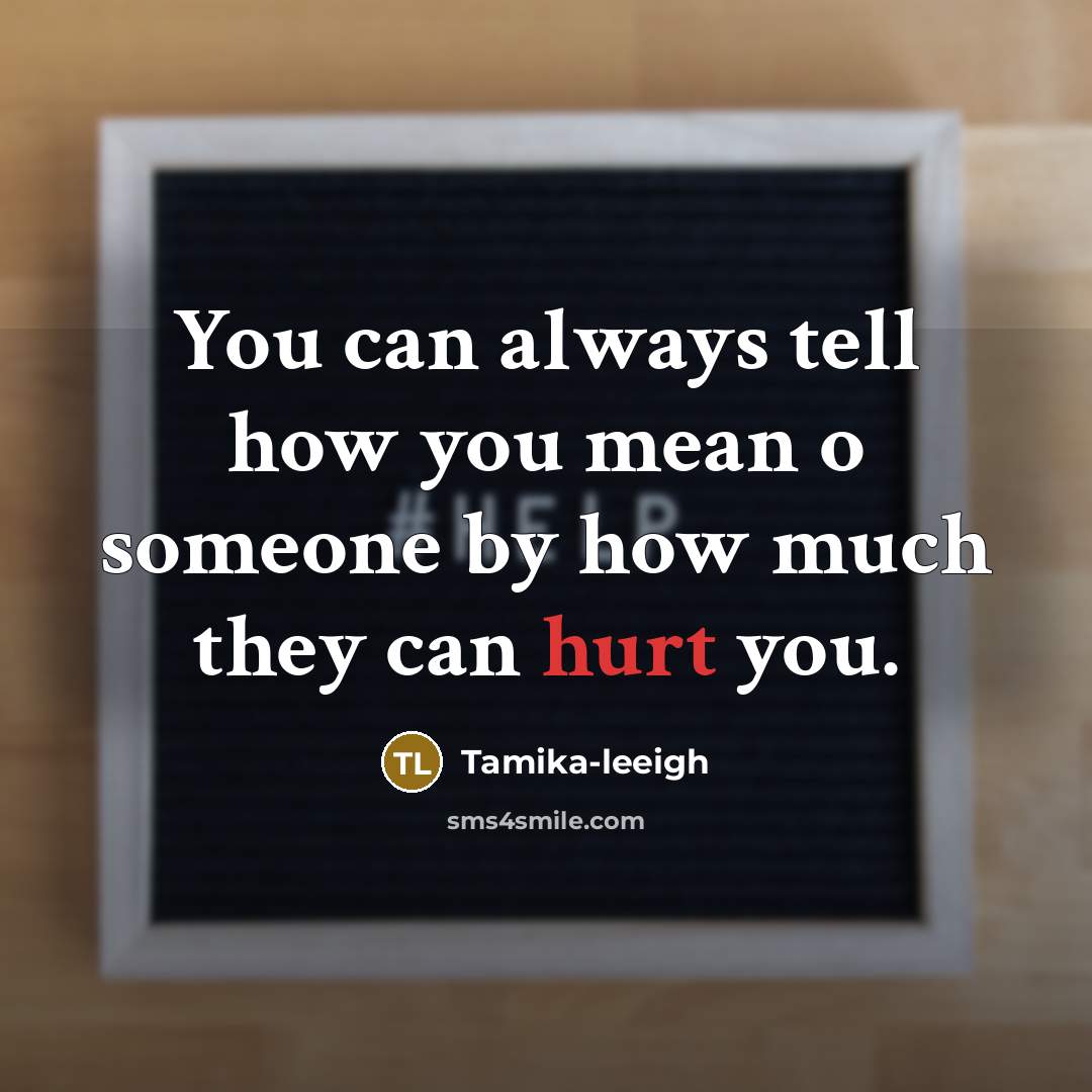 “You can always tell how you mean o someone by how much they can hurt you.” quote by Tamika-leeigh