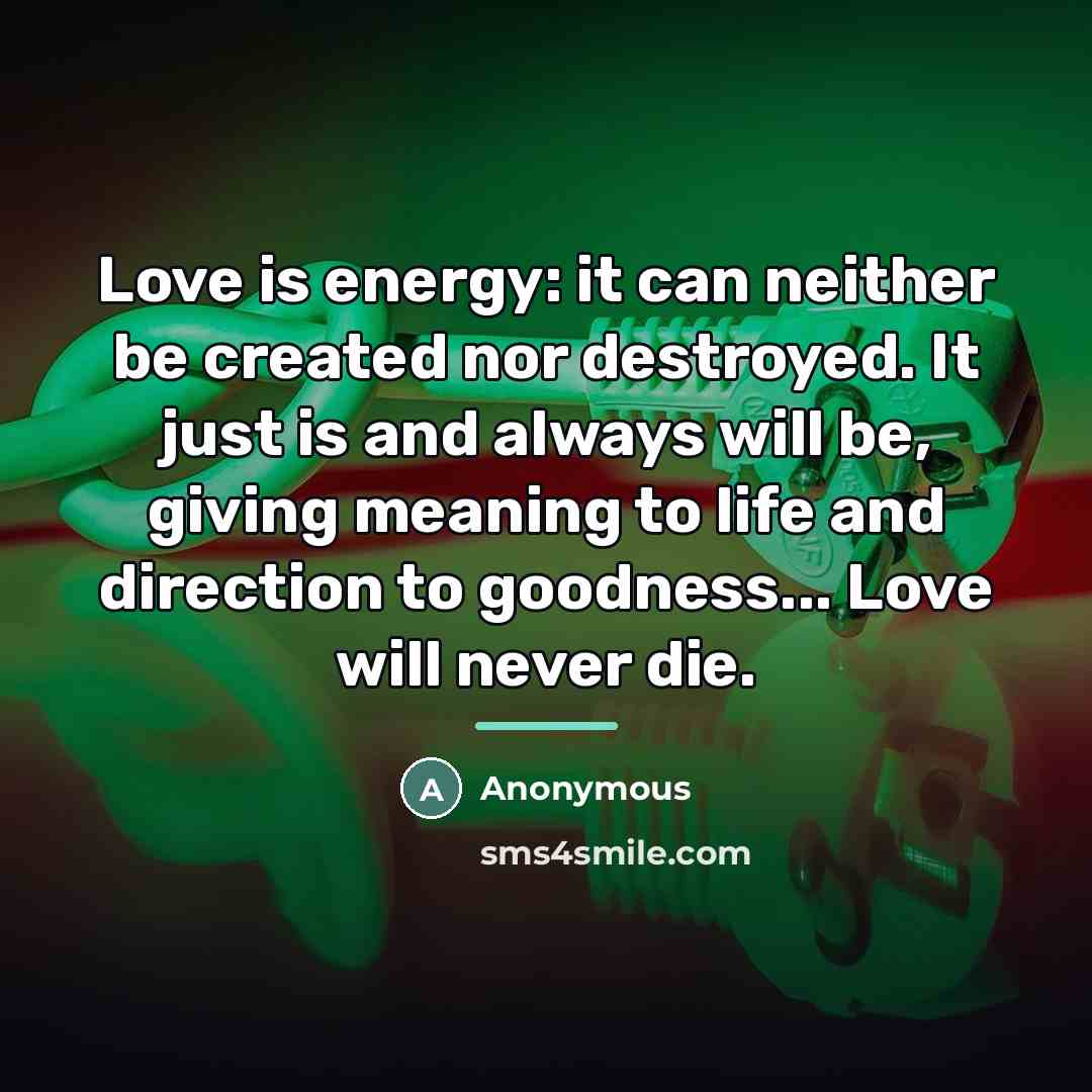“Love is energy: it can neither be created nor destroyed.…” quote by Anonymous