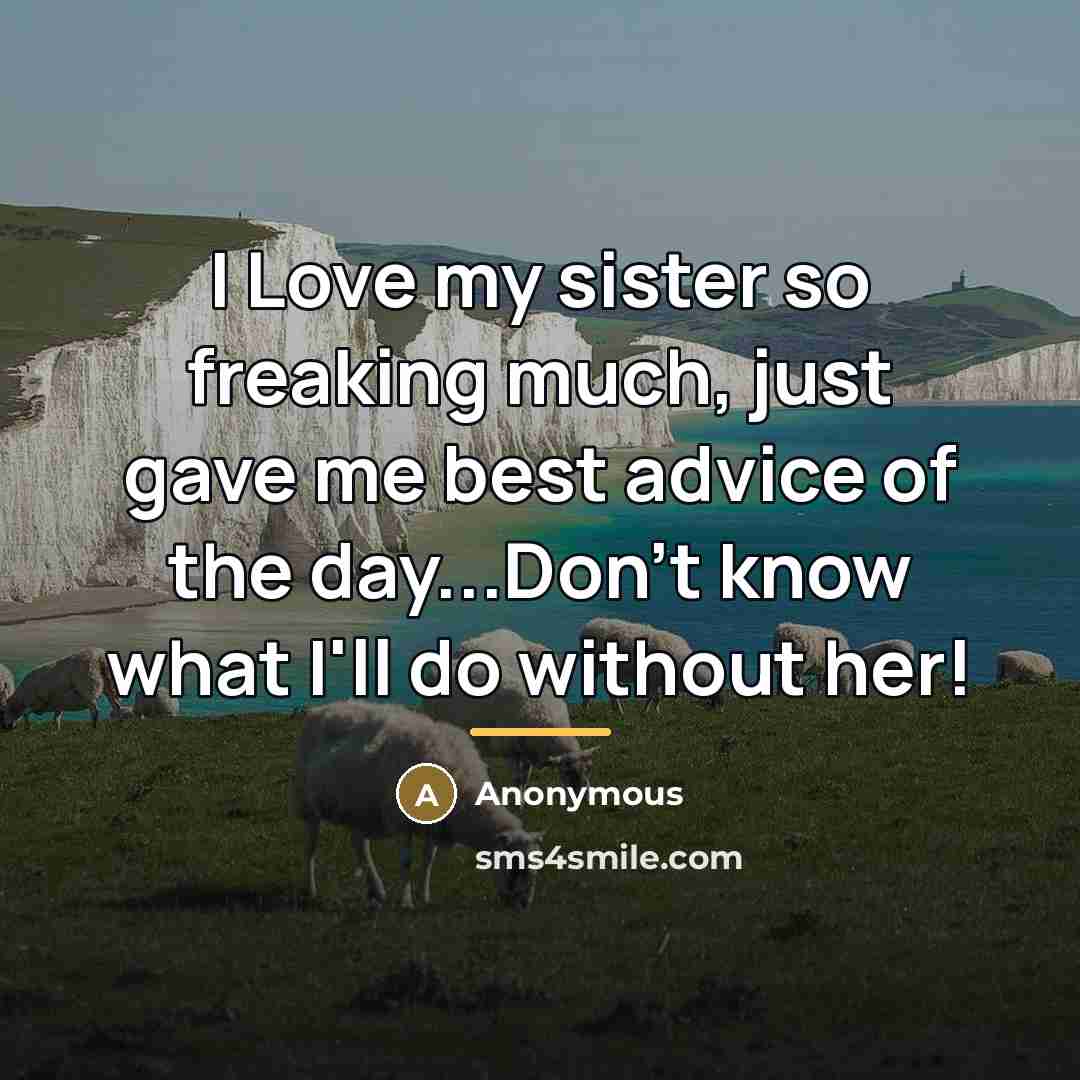 “I Love my sister so freaking much, just gave me…” quote by Anonymous