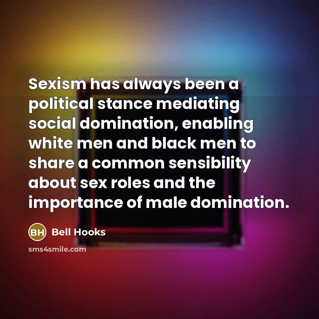 “Sexism has always been a political stance mediating social domination,…” quote by Bell Hooks