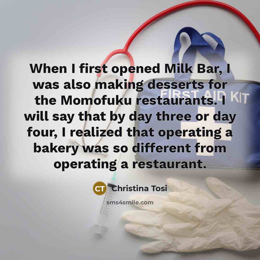 “When I first opened Milk Bar, I was also making…” quote by Christina Tosi