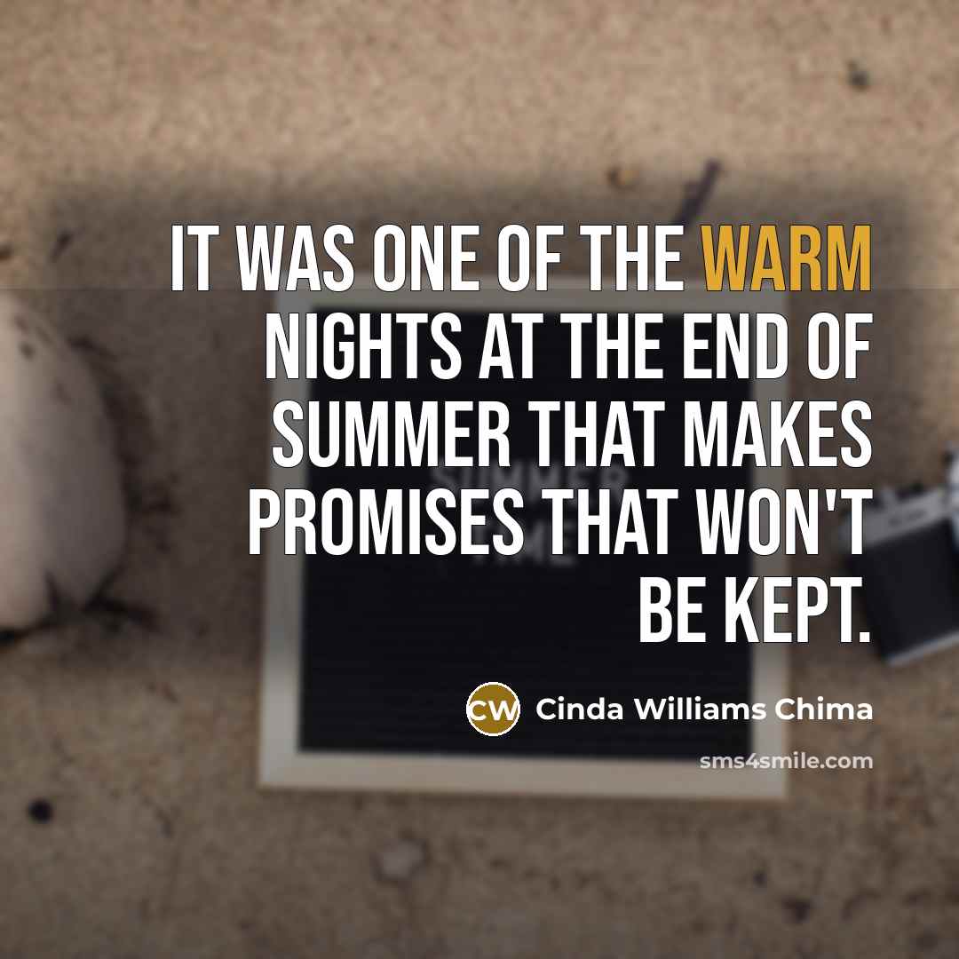 “It was one of the warm nights at the end…” quote by Cinda Williams Chima