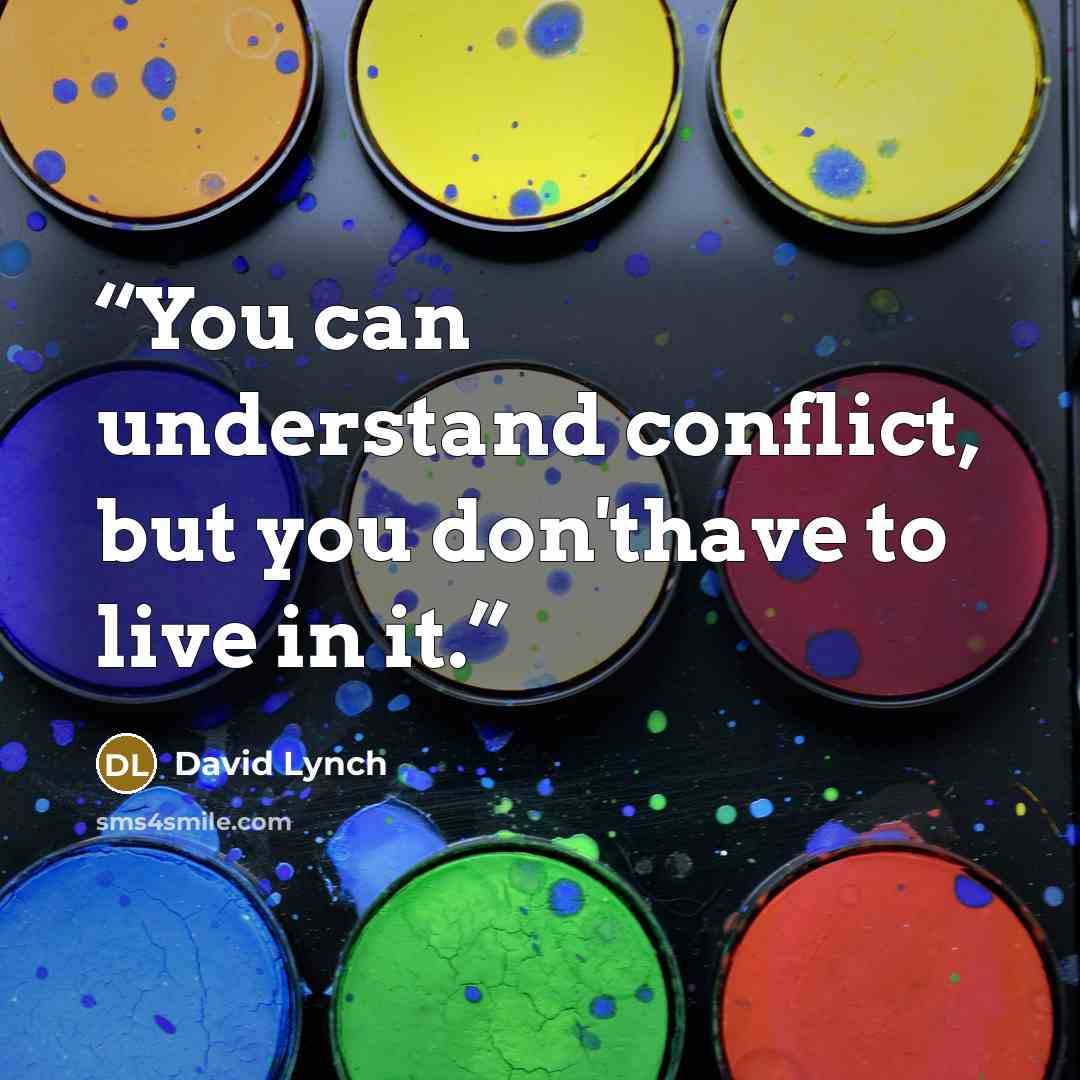 “You can understand conflict, but you don'thave to live in it.” quote by David Lynch