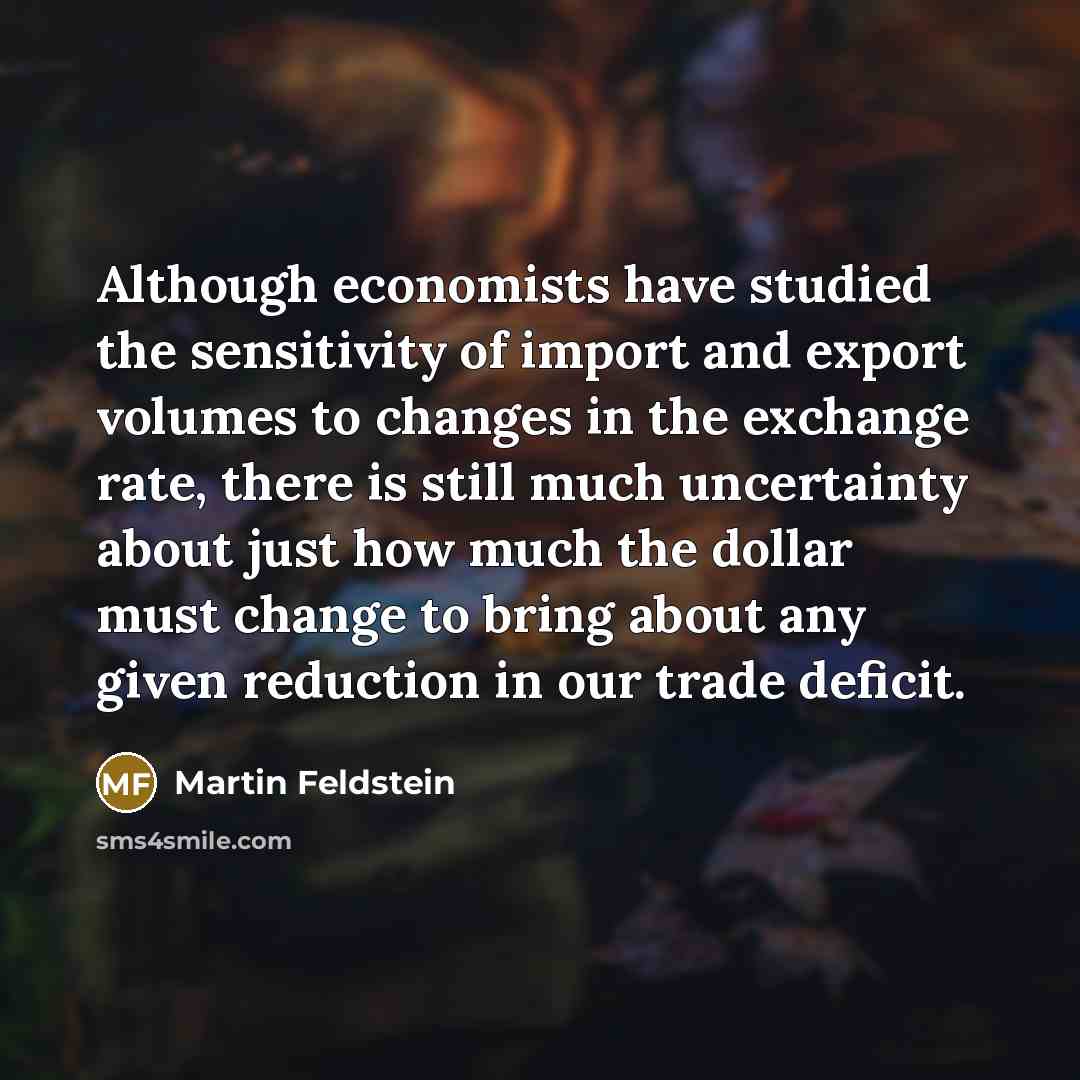“Although economists have studied the sensitivity of import and export…” quote by Martin Feldstein