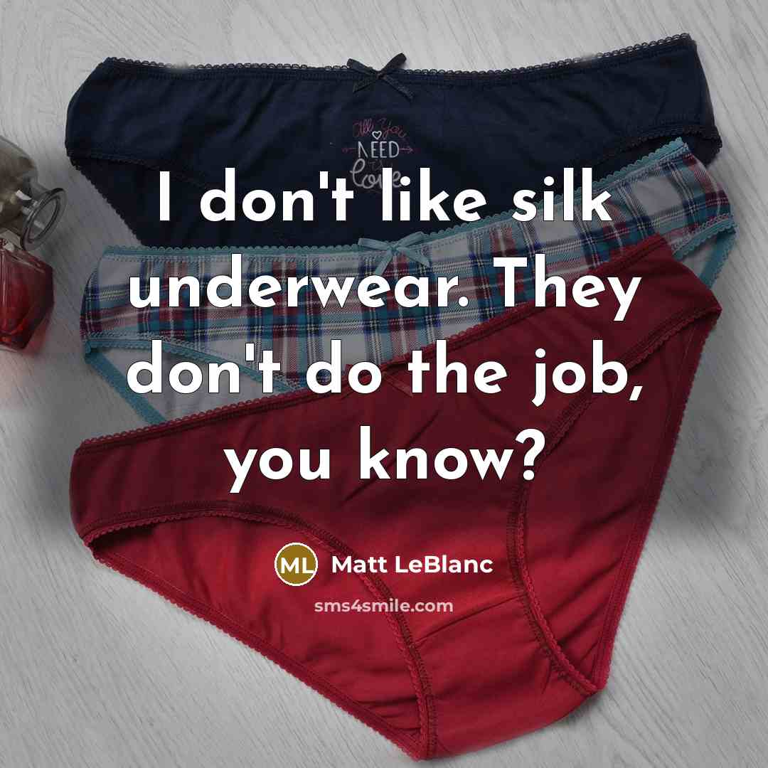 “I don't like silk underwear. They don't do the job,…” quote by Matt LeBlanc