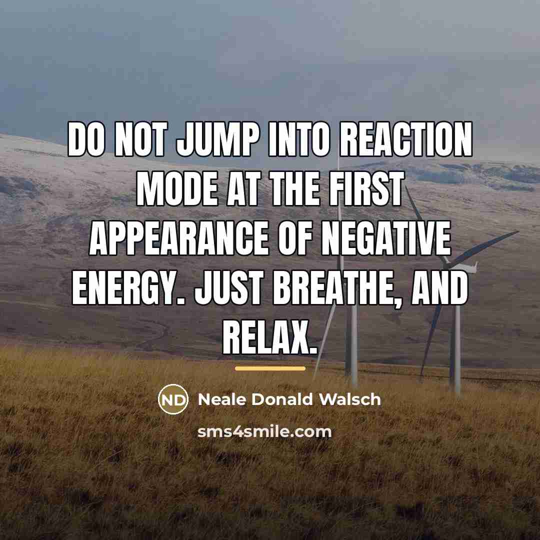 “Do not jump into reaction mode at the first appearance…” quote by Neale Donald Walsch