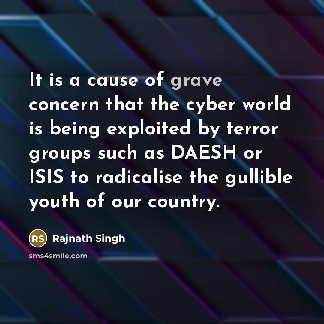 “It is a cause of grave concern that the cyber…” quote by Rajnath Singh