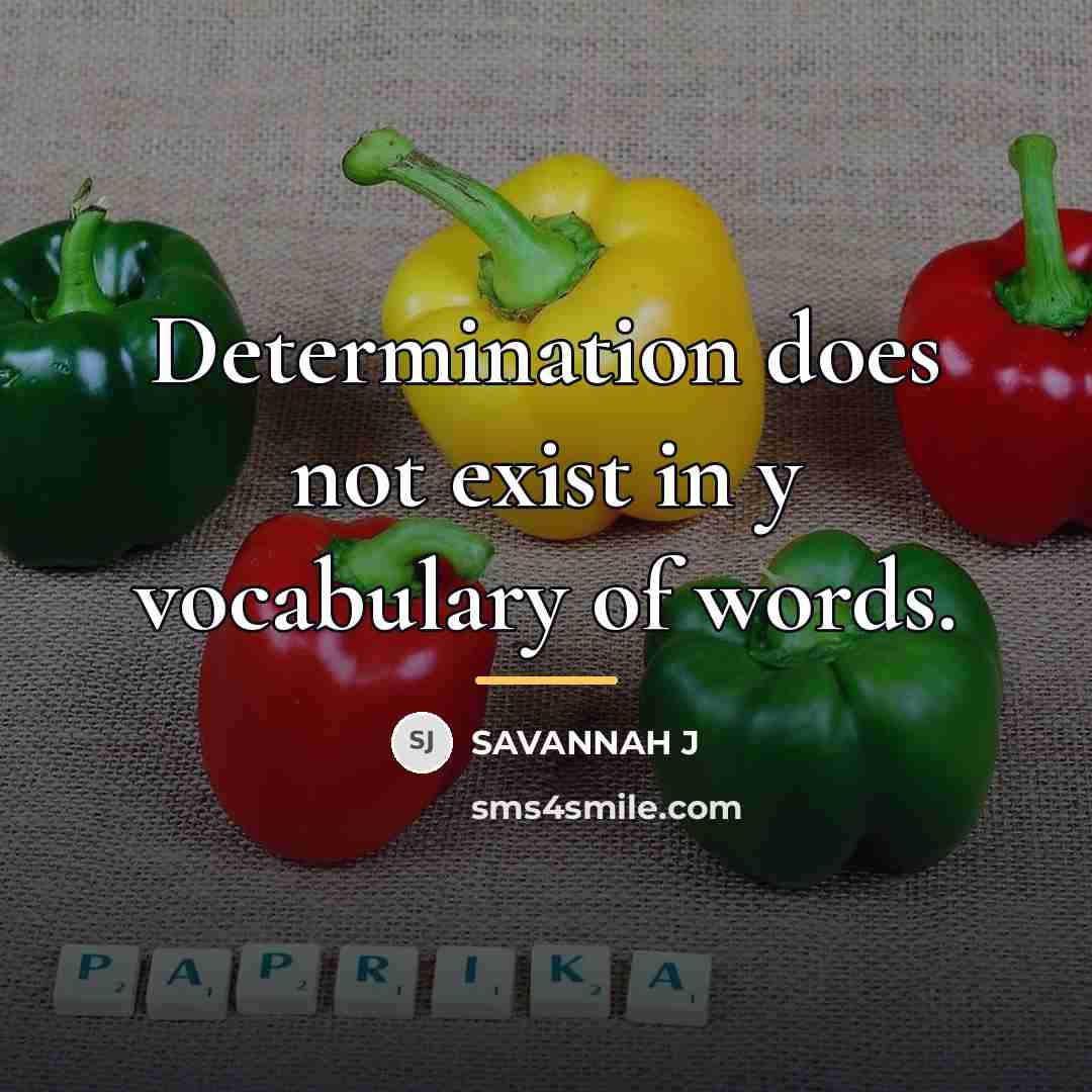 “Determination does not exist in y vocabulary of words.…” quote by Savannah J