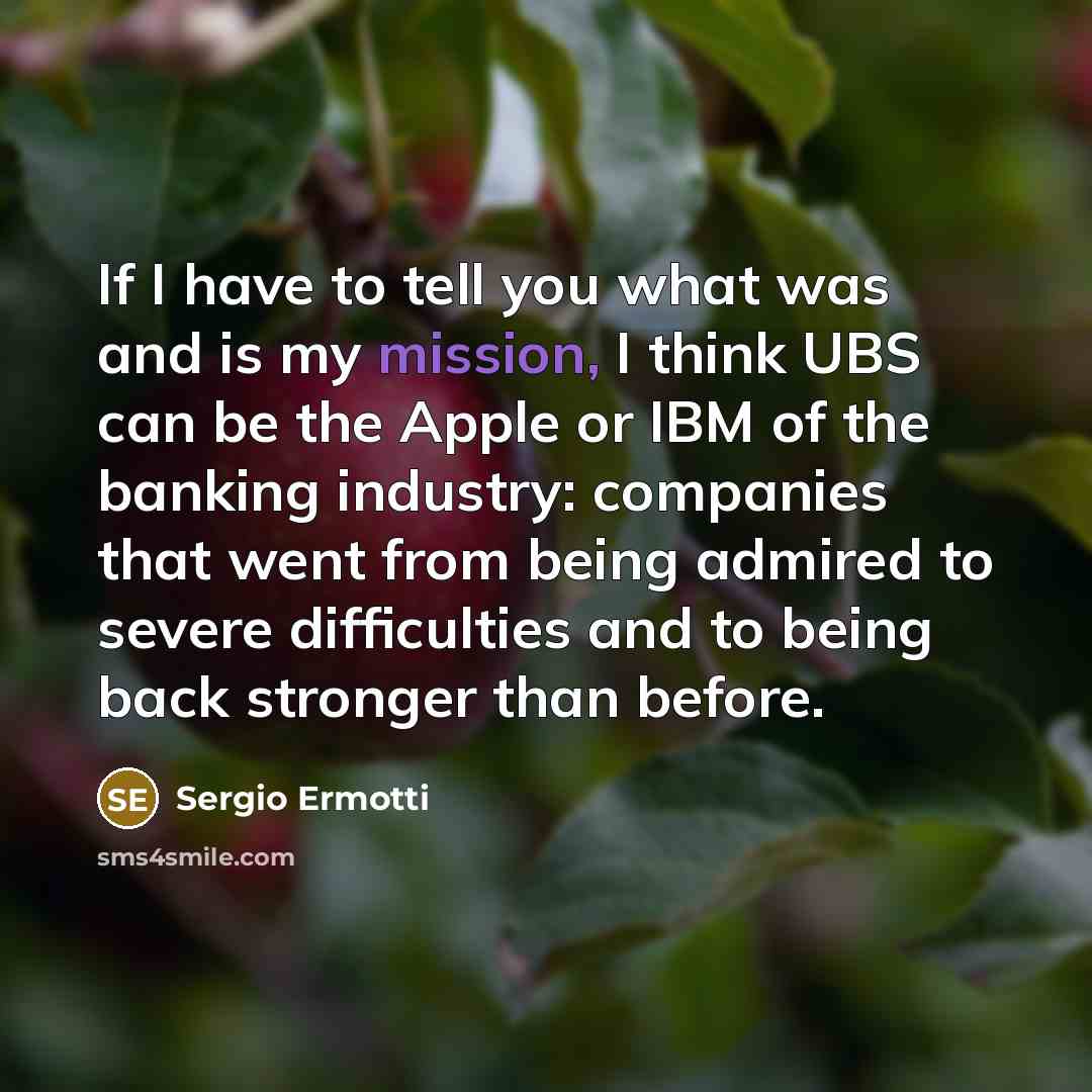 “If I have to tell you what was and is…” quote by Sergio Ermotti