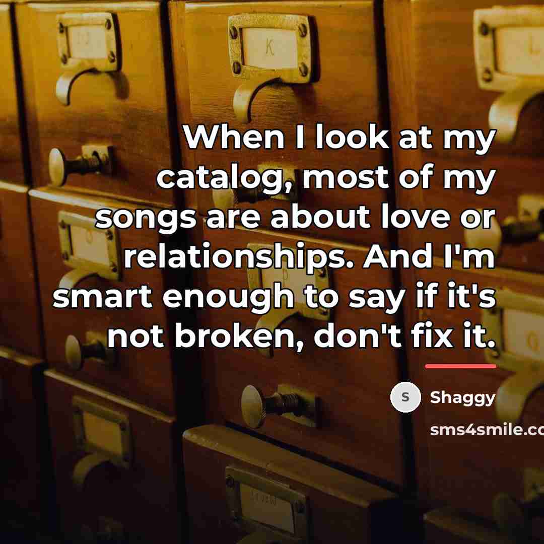 “When I look at my catalog, most of my songs…” quote by Shaggy