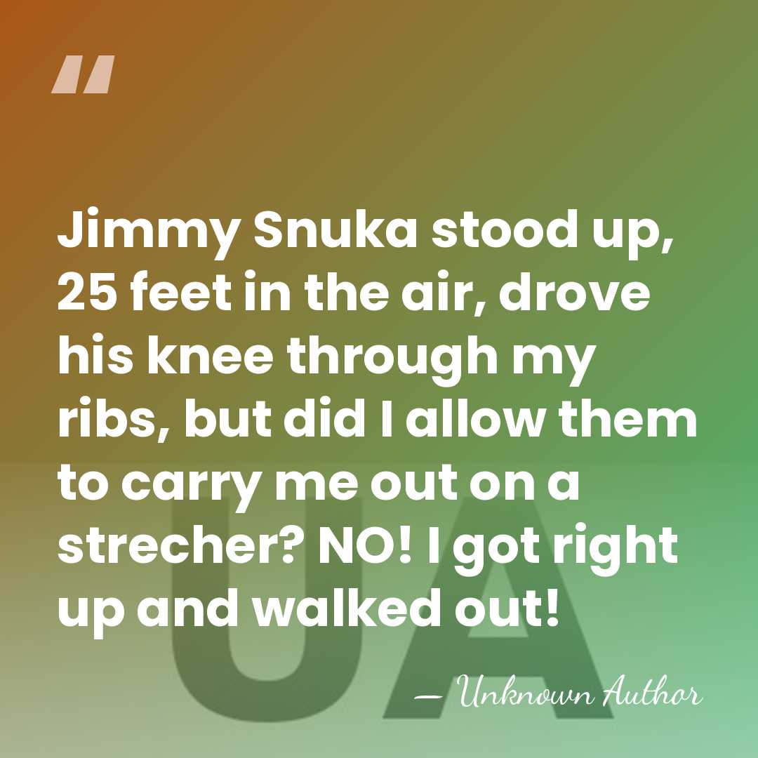 Jimmy Snuka stood up, 25 feet in the air, drove his knee&hellip; - Unknown Author