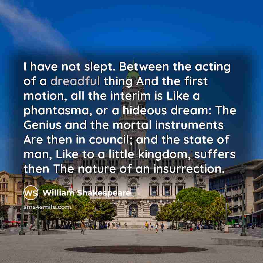“I have not slept. Between the acting of a dreadful…” quote by William Shakespeare