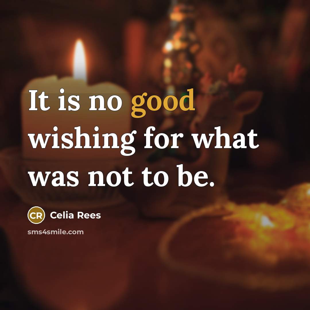 “It is no good wishing for what was not to be.” quote by Celia Rees