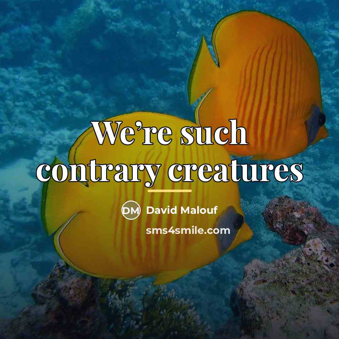 “We’re such contrary creatures…” quote by David Malouf