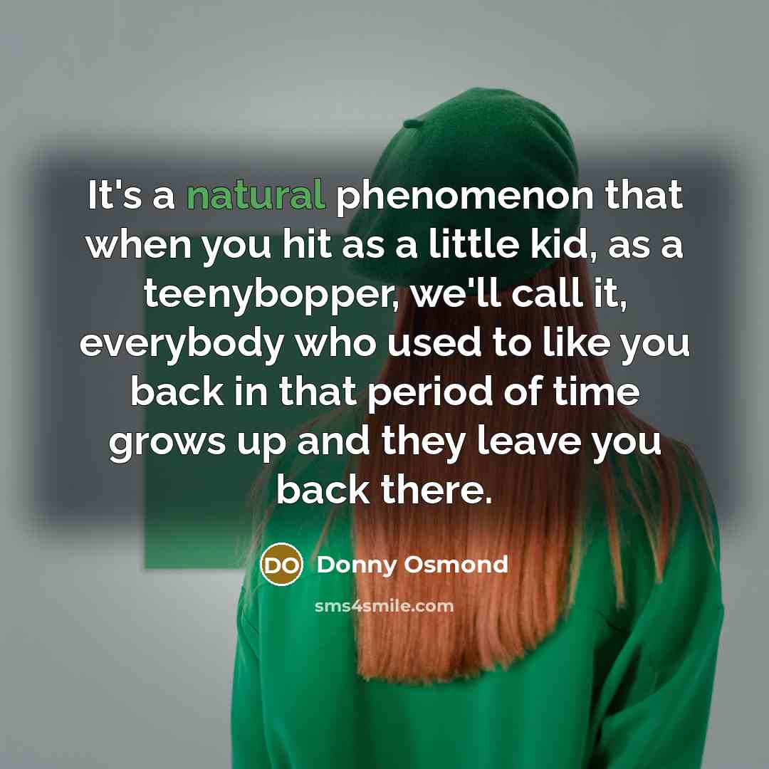 “It's a natural phenomenon that when you hit as a…” quote by Donny Osmond