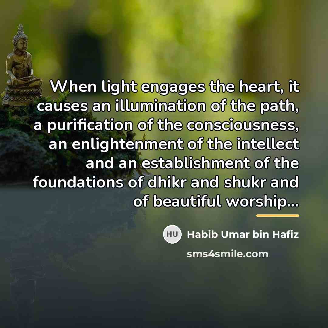 “When light engages the heart, it causes an illumination of…” quote by Habib Umar bin Hafiz